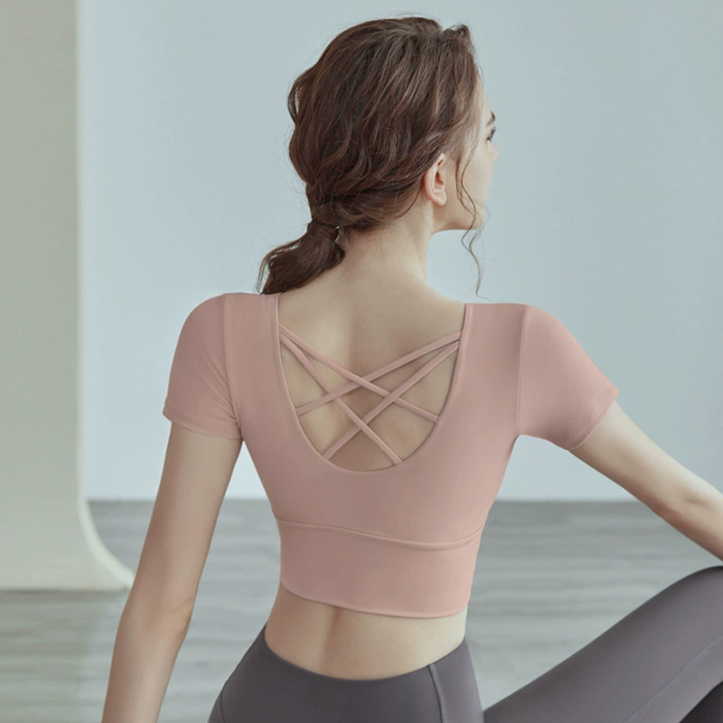 Йога-майка для спорта без бренда — Crop с Bust removable cups, дышащий тренировочный комплект