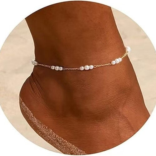 Amazon new multi-size imitation pearl anklet female European and American fashion beach anklet design sense Amazon new multi-size imitation pearl anklet female European and American fashion beach anklet design sense