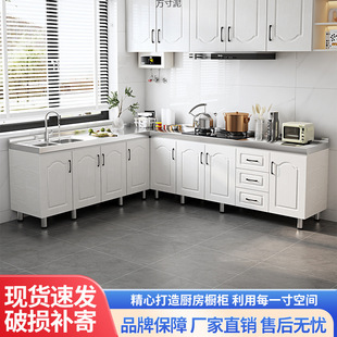 2025 European-Style Stainless Steel Countertop with Wood Veneer Mobile Sideboard with Three Drawers and Single Door Dining Room Cabinet, Can Be Installed and Designed