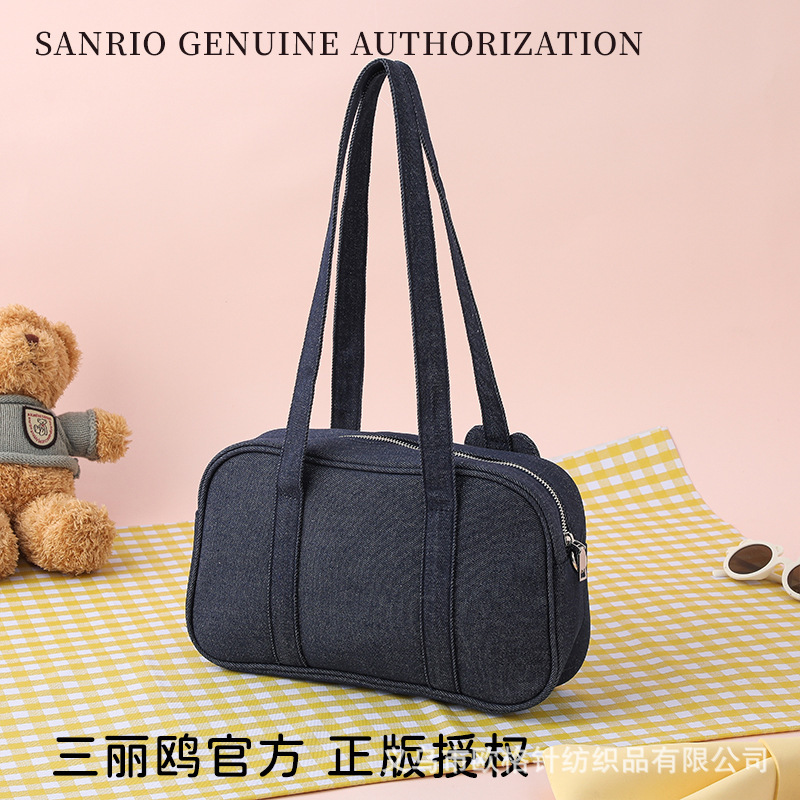 三丽鸥正版授权凯蒂猫牛仔单肩保龄球包秋季新款工厂直销刺绣手提|undefined