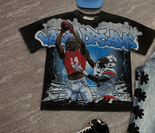Verano estilo americano retro impresión oscura lavado con agua hace viejos bloques sueltos oversize hip hop skate camiseta de manga corta