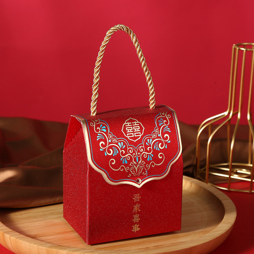 Chinese-style wedding candy box, new wedding favor gift box, creative hand-held candy gift bag, wholesale