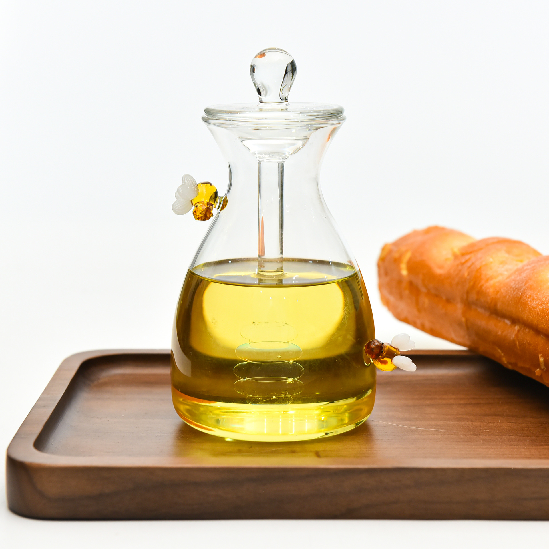 Tarro de miel de vidrio transparente para el hogar con tapa botella de miel de agitación de vidrio creativo de gran capacidad tarro de miel de abeja