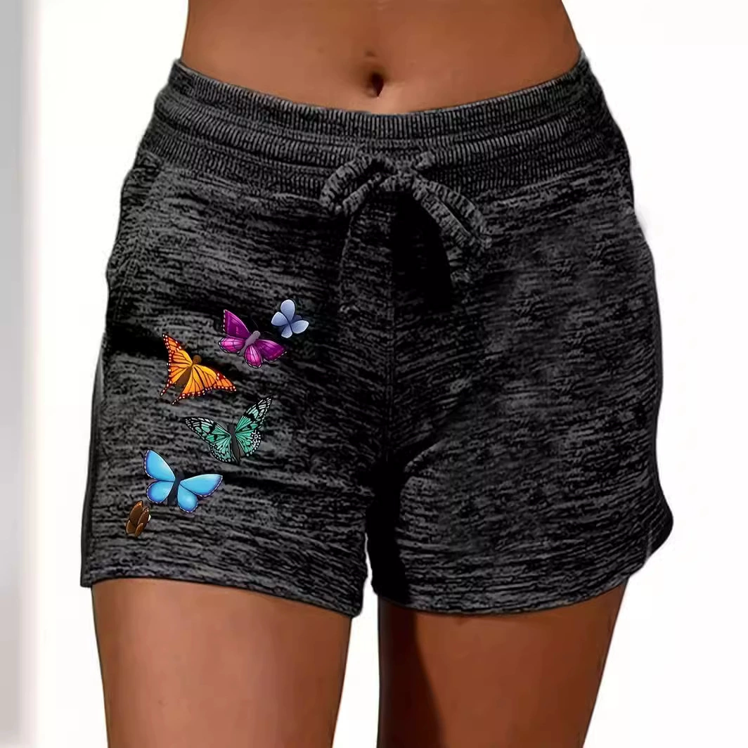 Шорты с бабочкой с принтом европейские и американские шорты свободного повседневного пляжного шорты 2024