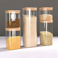 Amazon square glass sealed jar 5-piece set of dried fruit storage packaging moisture-proof storage jar food grade glass jar