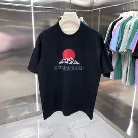 法式外贸跨境卡Casablanca萨布兰卡短袖圆领T恤衫印花纯棉t恤男装