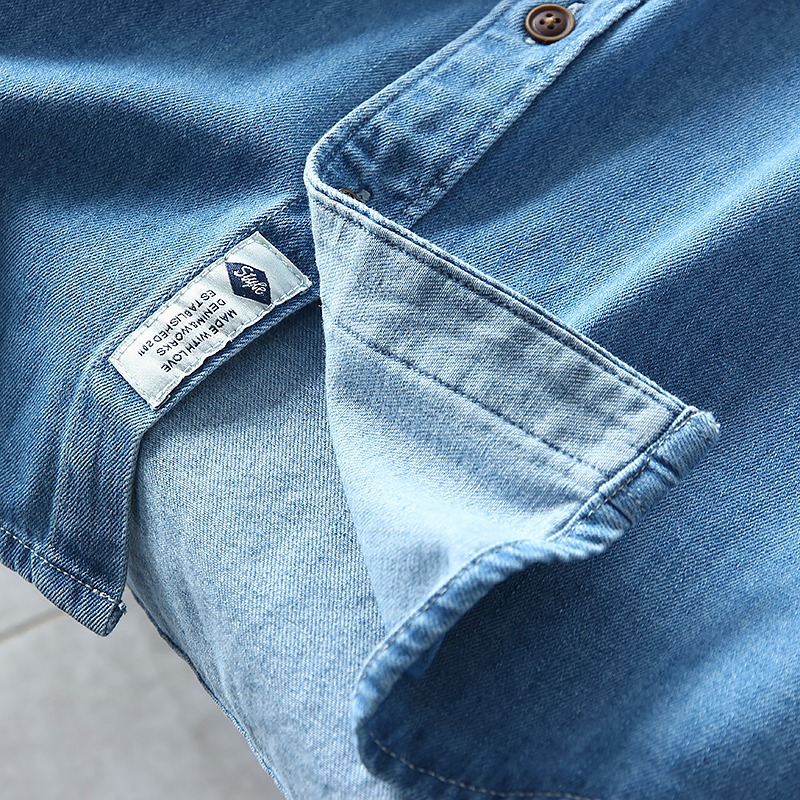 Herren Denim Mantel Locker Passend Frühling Herbst Freizeitjacke_voghion.com