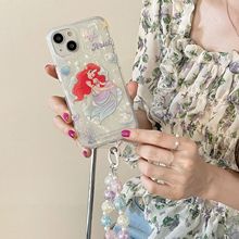 美人鱼手机壳iPhone14promax彩色链条套贝壳纹卡通适用苹果15/13p