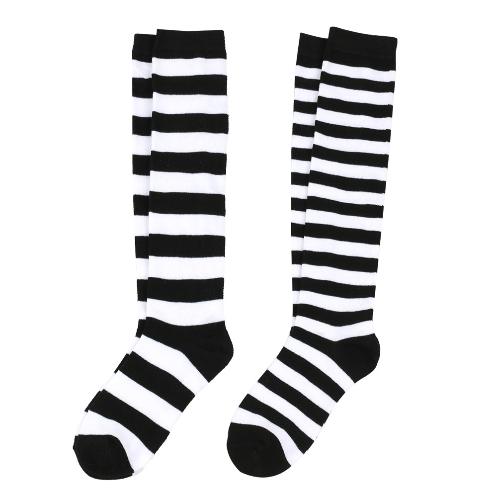 Gestreifte Kniestrümpfe Damen Damen Japanisch Harajuku Kreative COSPLAY Baumwolle Kalb Mid-Tube Socken Schwarz Weiß Rosa Weibliche Sox – Detail 7