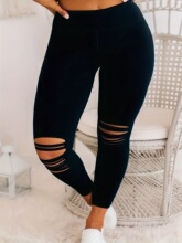 N 63711 Black High Elastic Slim Fit Pants ��ɫ�ƶ�������