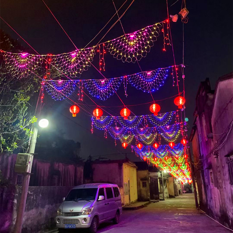 Amazon llevó la luz neta del Pavo Real 110V pesca luz neta vacaciones patio decoración al aire libre impermeable estrellado luz del Pavo Real