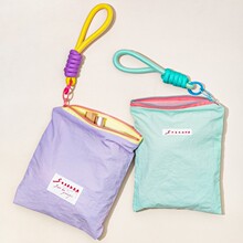 化妆包女便携外出薄款马卡龙撞色收纳小包口红化妆品数据线收纳袋