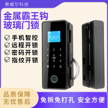 玻璃门锁免打孔办公室双开蓝牙智能锁密码指纹远程有框无框电子锁