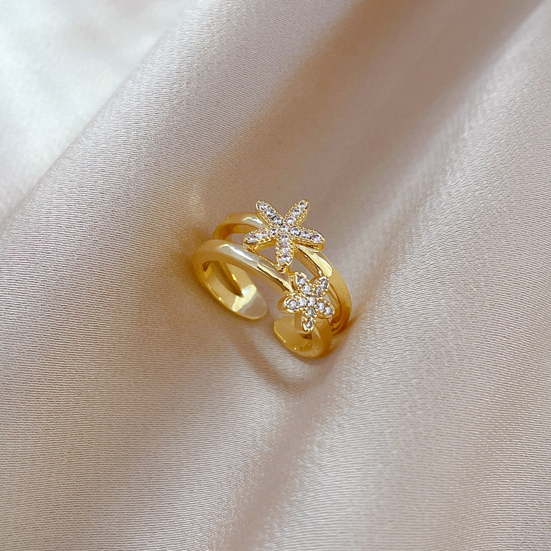 Offener Seesternring Für Damen Im Modischen Luxus-stil Silber_voghion.com