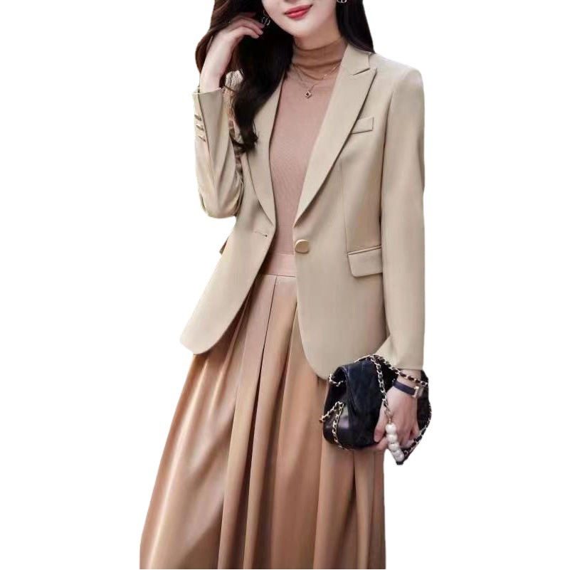 Saco Blazer Ajustado para Mujer Poliéster Ajustado, Un botón para Oficina