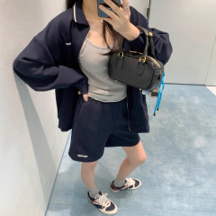 mi u翻领徽标拉链开衫卫衣+松紧腰短裤女25早秋8月新品时髦系列