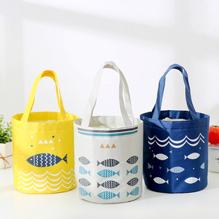 Portable Cylinder Bundle Lunch Bag Large Capacity Preservation Insulation Lunch Box Bag Barrel Aluminum Foil Thickened Insulation Bag Wholesale