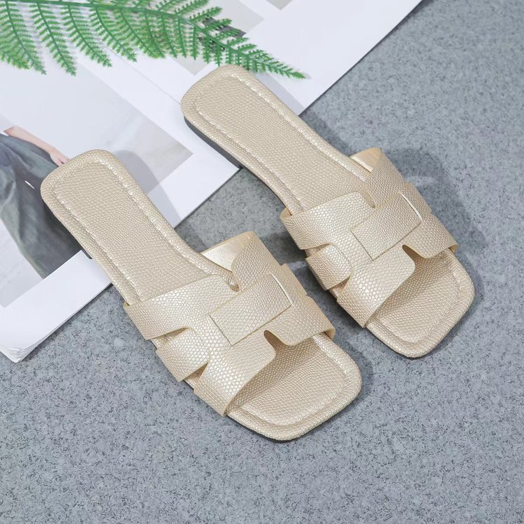 Modische Damen Slipper Mit Eckiger Kappe Bequeme Sommer Pantoletten_voghion.com
