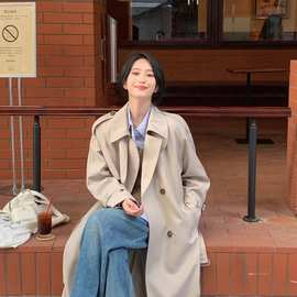 感英伦风衣女中长款2025春秋新品韩版流行时尚复古长过膝外套