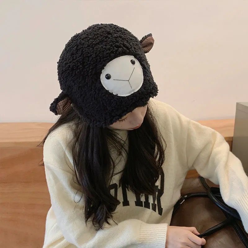 日本のぬいぐるみの帽子の羊の耳の漁師の帽子の女性の秋冬の保温の甘くてかわいい顔の小さい盆の帽子の少女系を現します。|undefined