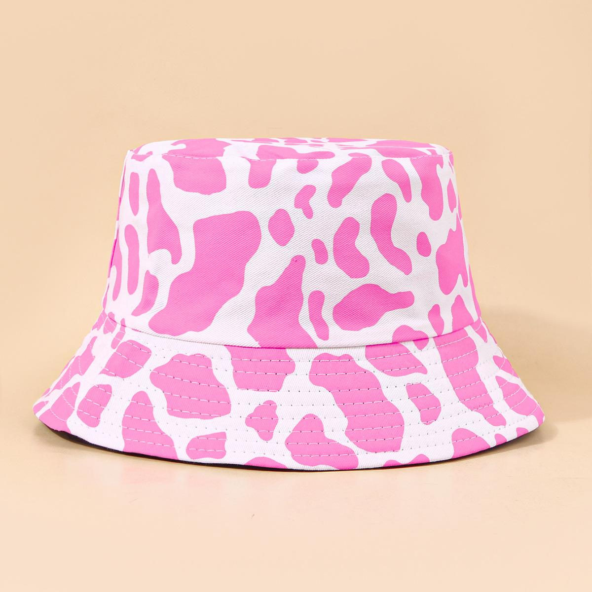 Fashion Pink Cow Pattern Sunshade Fisherman Hat display picture 6