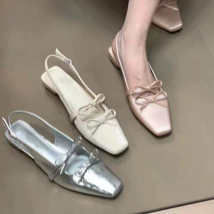 Грубые каблуковые сандалии с булочкой сказочные туфли 2025 Летние французские банты Мэри Джейн одиночные туфли нежные сандалии на каблуках