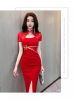 Sexy Dress New Chinese Qipao Slim Fit Wrapped Hip Open Back Long Dress