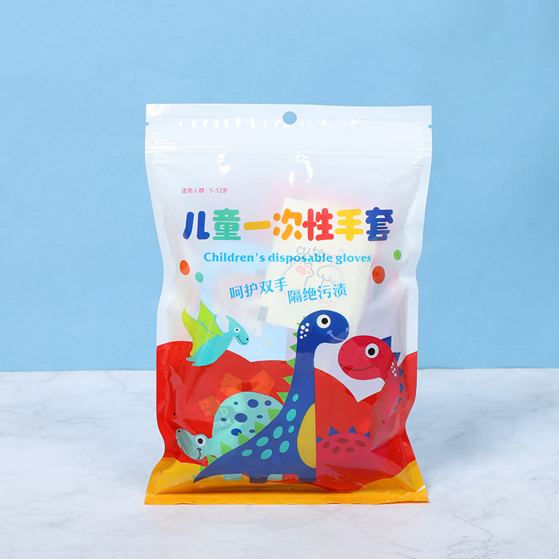 子供用使い捨て手袋厚手食品級飲食学生用子供手袋絵画peプラスチック透明手袋|undefined