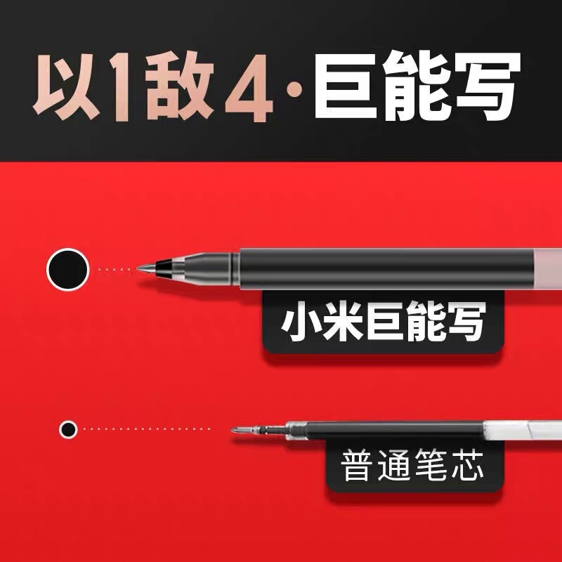 【厂家直供】小米巨能写中性笔10支装黑红两色学生办公速干水笔0.|undefined
