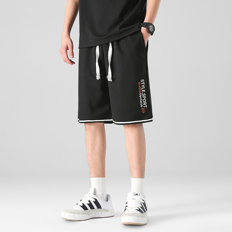 Al por mayor transfronterizo deportivo de ocio de verano de mangas cortas pantalones elásticos de cinco puntos de hombre de punto sueltos pantalones rectos image 24