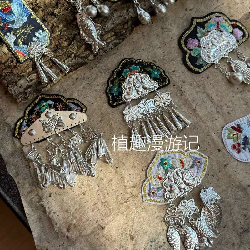 貴州特産の恩施土家・ミャオ族刺繍、ミャオ族刺繍アルミ冷蔵庫マグネット、お土産アルミ手作り品|undefined