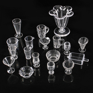 Simulation Mini Transparent Plastic Cup Wine Cup Model Miniature Sundation Cup Food and Play Accessories Play Toy Props