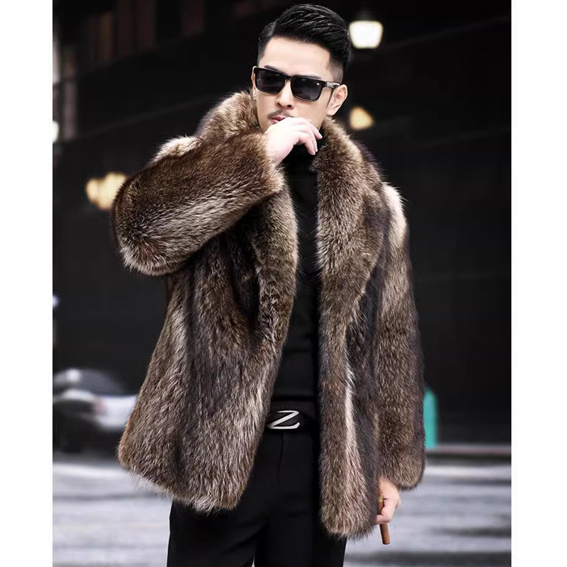 Mens Fur Coat Mink Coat Mid-length Imitation Fur Fox Fur Mink Fur