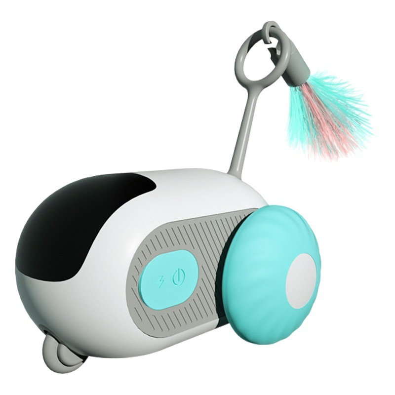 Pet gravedad inteligente corriendo coche de control remoto eléctrico gato de juguete auto-Hola pluma divertido gato palo ratón gato de juguete