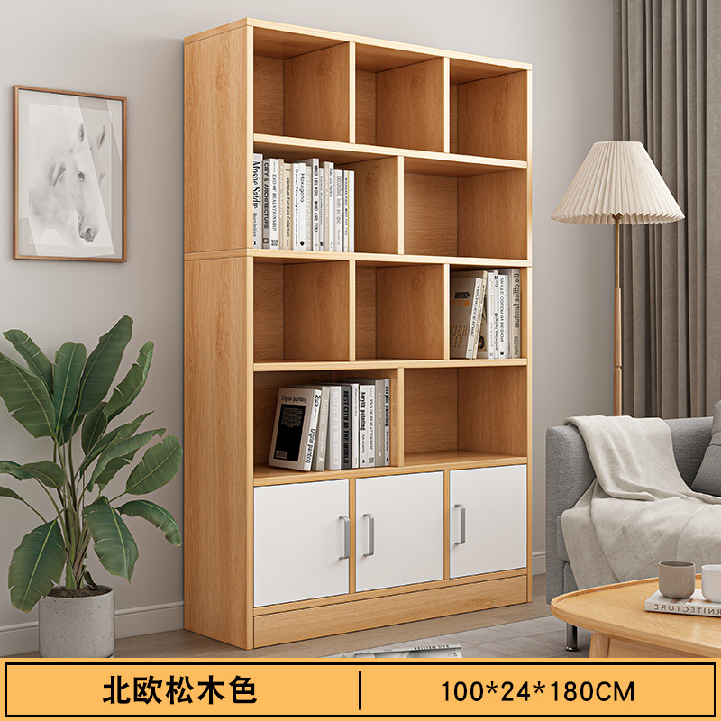 Estante de libros simple contra la pared sala de estar de oficinas multicapa almacenamiento de exhibición estante doméstico estante de libros de piso para estudiantes