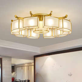 新中式全铜客厅大厅主灯现代简约大气餐厅吸顶灯轻奢卧室房间吊灯