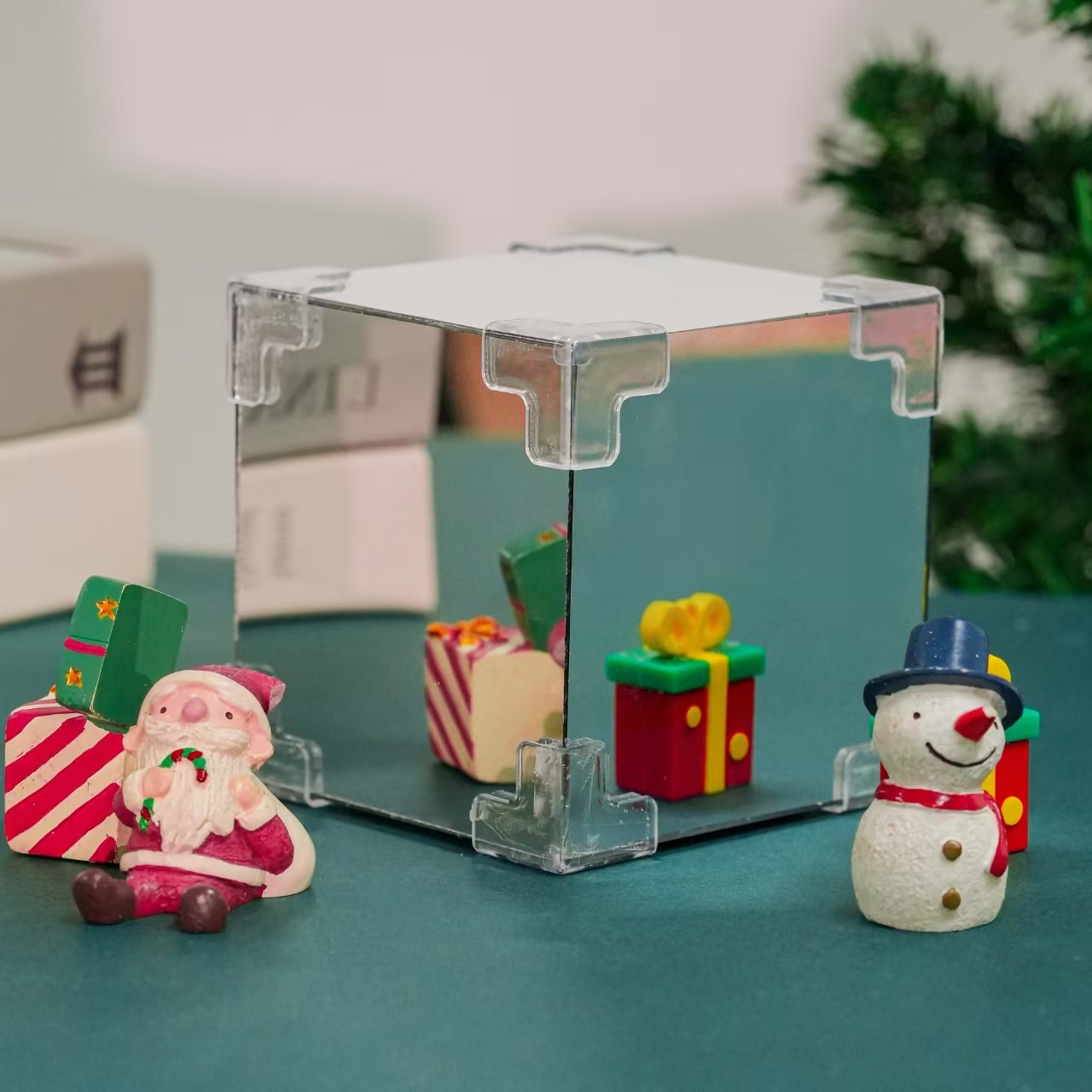 Cubo de Navidad Luz de noche Regalo Cubo de Navidad hecho a mano Luz de noche Espejo de material Cubo de Navidad Luz de noche