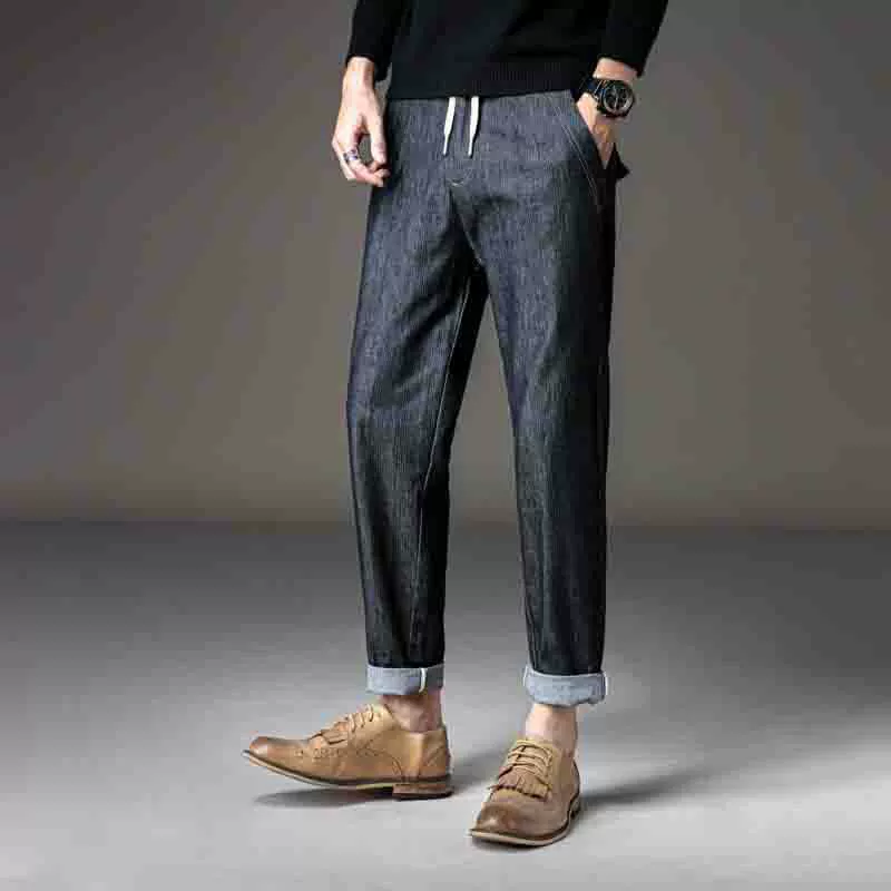 Новые мужские повседневные модные брендовые осенне-зимние новые модные джинсовые свободные прямые брюки, мужские Модные Винтажные брюки