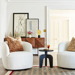 法式中古奶油風羊羔絨旋轉休閒椅設計師弧形輕奢懶人工作室沙發椅