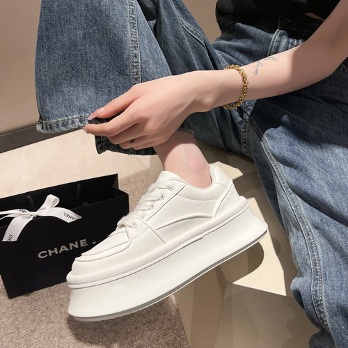 Simple thick-soled white shoes for women 2024 new summer thin style versatile casual simple increased height casual sports sneakers