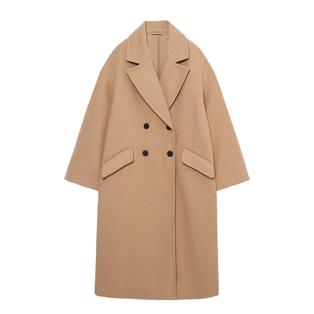 Women Autumn Winter Thick Long Coats Vintage V Neck Long Sleeve Pockets Jackets Fashion 2023 Elegant Female Coats_voghion.com