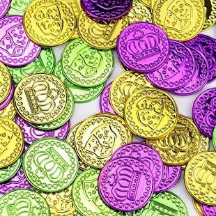 Cross-border children's carnival party plastic gold coin toy electroplating color clown Crown toy props coin