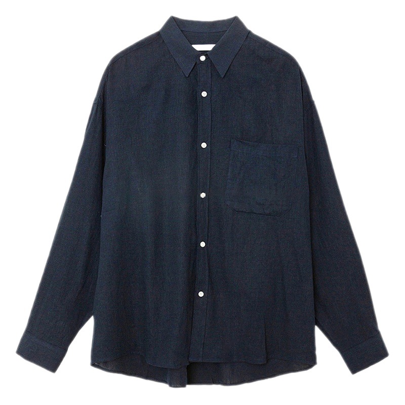 Asclo color sólido manga larga camisa de lino juventud estilo coreano alto sentido superior suelta verano delgada chaqueta