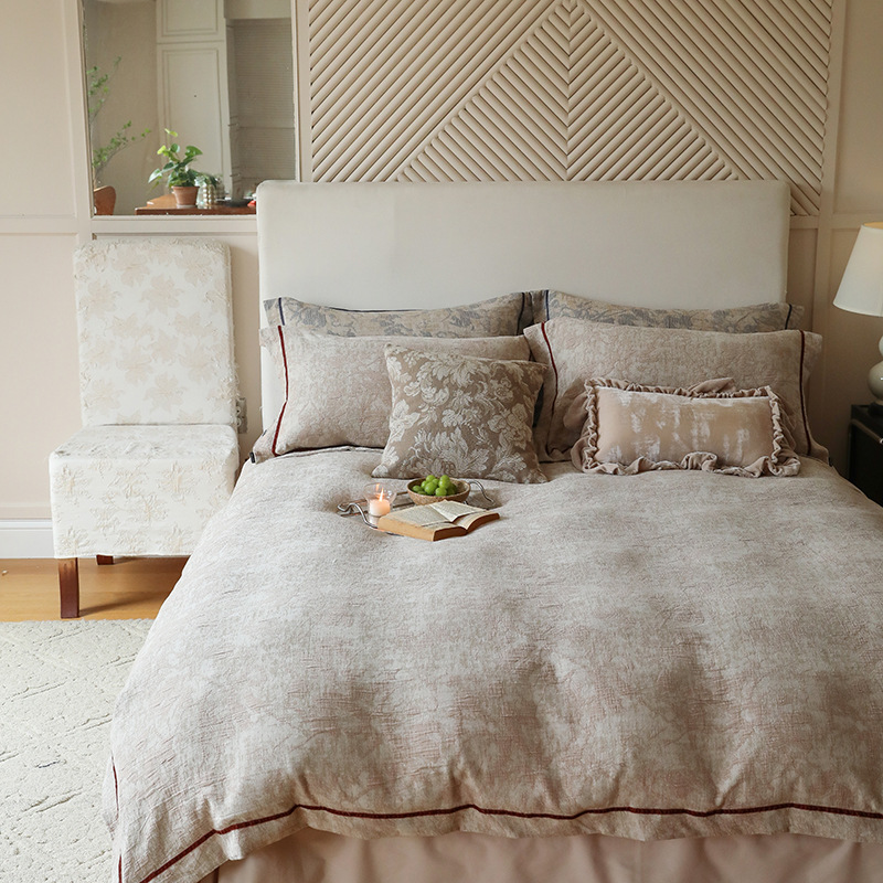 Conjunto de roupa de cama boho em algodão estilo francês jacquard_voghion.com