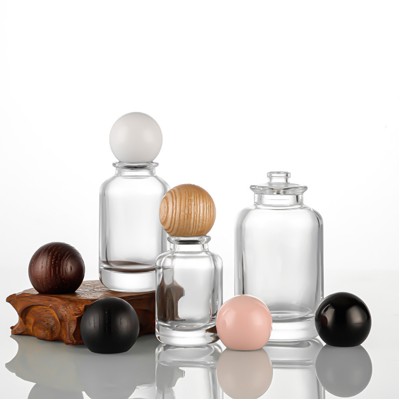 圆柱形玻璃香水瓶透明喷雾瓶香水瓶化妆品瓶球形盖厚底小样玻璃瓶