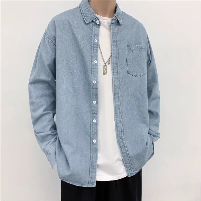Denim Jacket Harajuku Style Korean Style Trendy Youth Men's Work Shirt Spring and Autumn Loose Casual Jacket Shirt