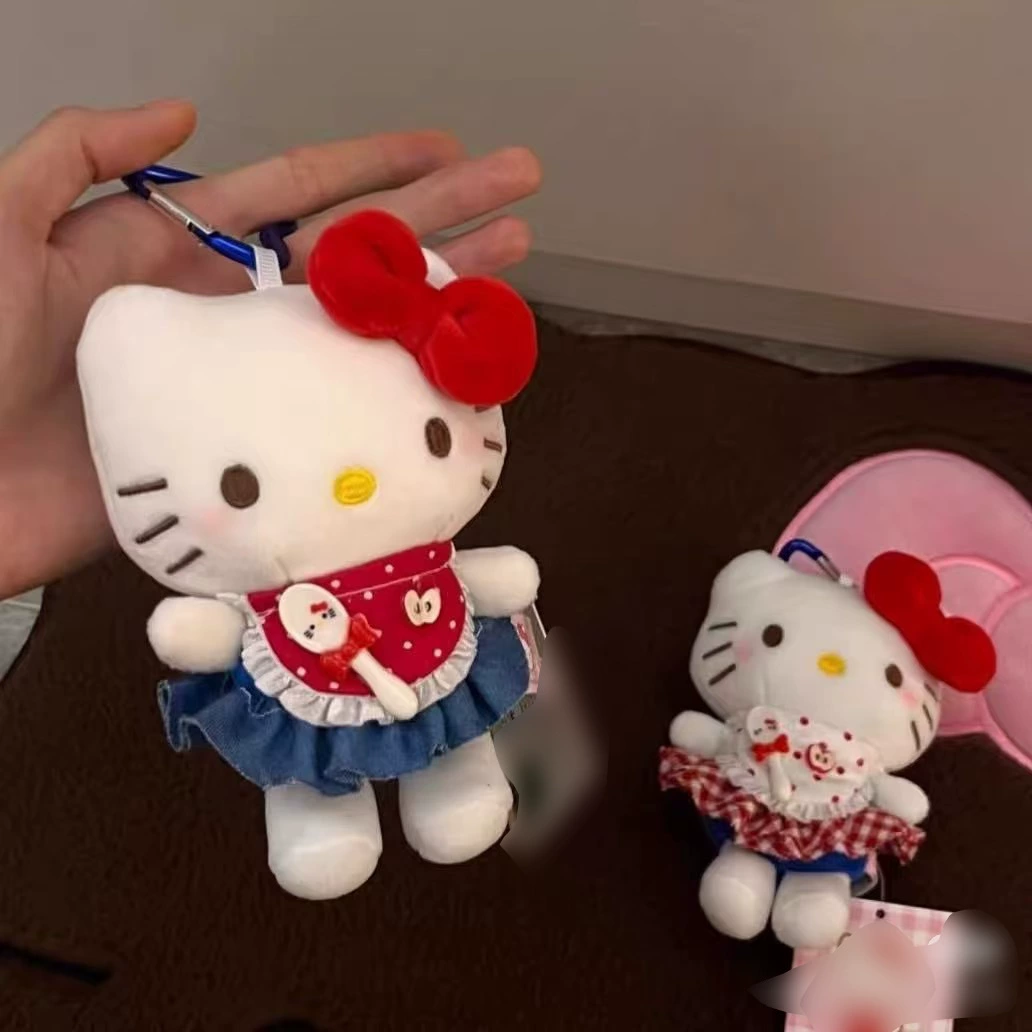 Брелок-плюш (Hello Kitty) 12 см, милая куколка с сердечным карабином и очками