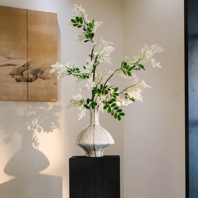 香雪蕊仿真花假花摆设客厅桌台高级感逼真装饰摆件复古氛围陶瓷瓶|undefined
