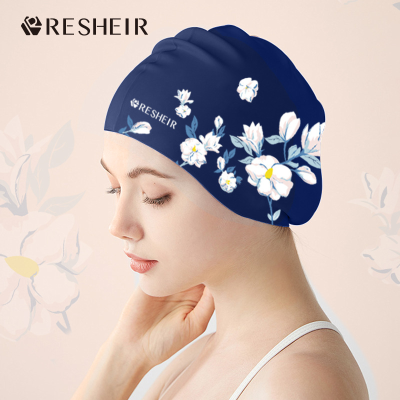 Factory direct swimming cap Women's silicone waterproof hair long hair fashion printing plus size professional adult swimming cap Factory direct swimming cap Women's silicone waterproof hair long hair fashion printing plus size professional adult swimming cap
