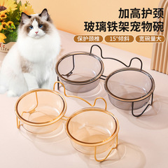 ガラスの猫の碗のペットのご飯の碗は食糧を食べて水を飲みます。